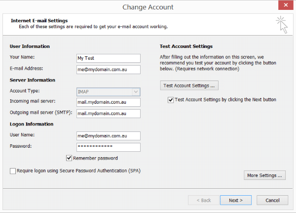 Basic Outlook account settings