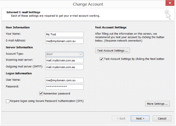 Basic Outlook account settings Basic Outlook account settings