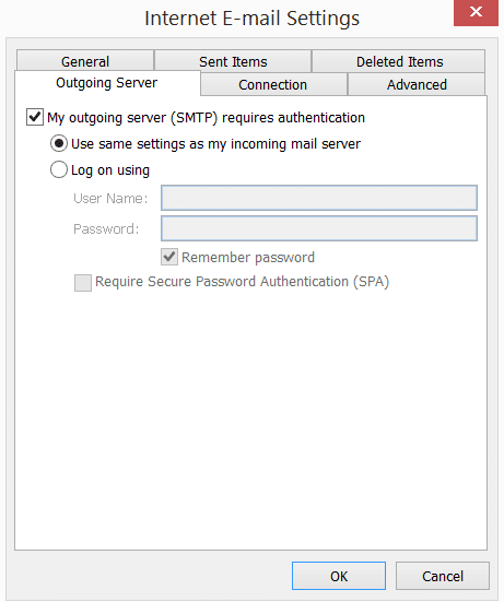 Outgoing authentication Outgoing authentication